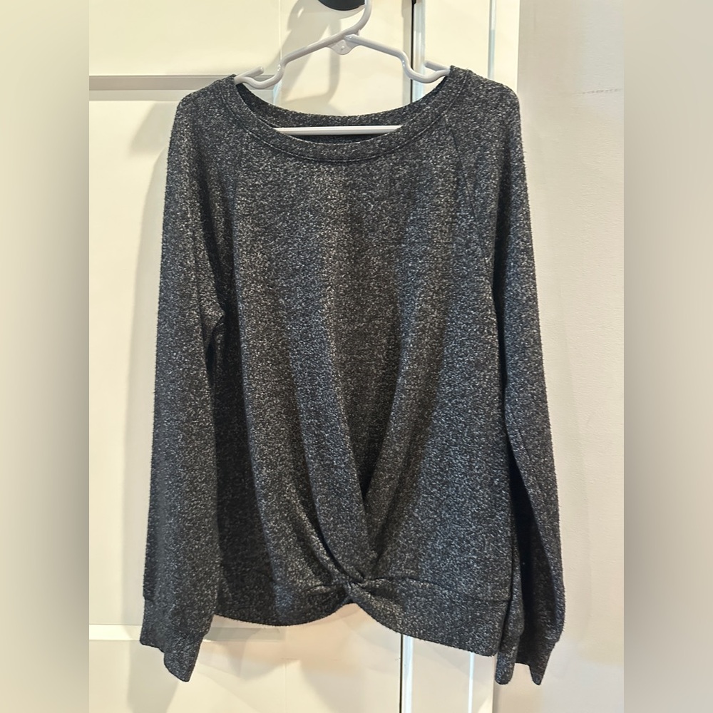 Zella Heather Gray Twist Front Sweatshirt